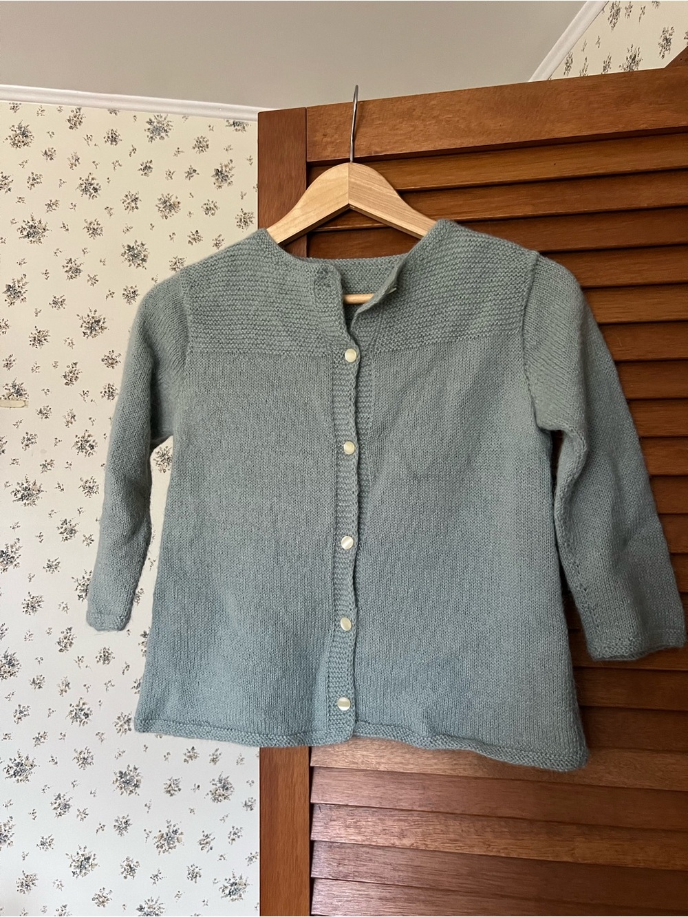 Kids Knit Button-Front Sweater Cardigan - Sage Green